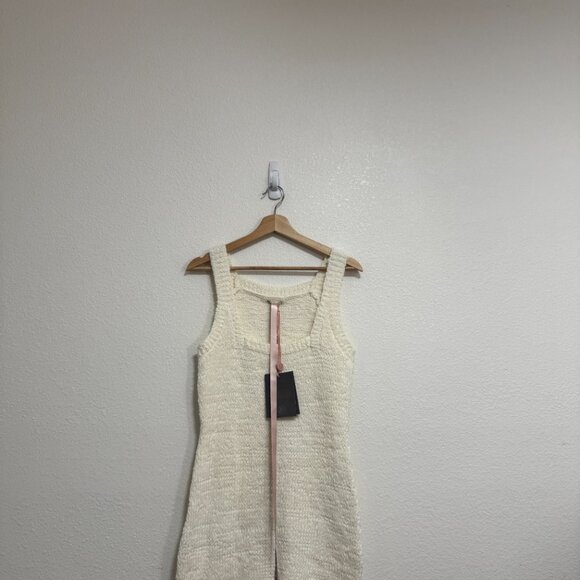 NEW HOUSE OF CB Zaira Cream Chenille Knit Mini Dress Sweater White Large - Picture 9 of 10